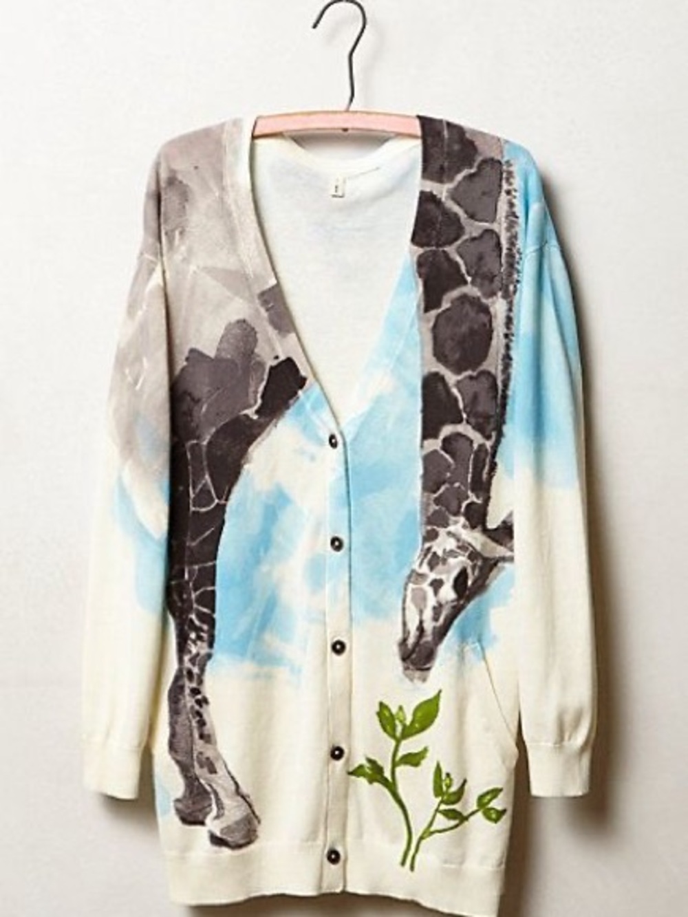 Anthropologie Cardigan with Giraffe Print